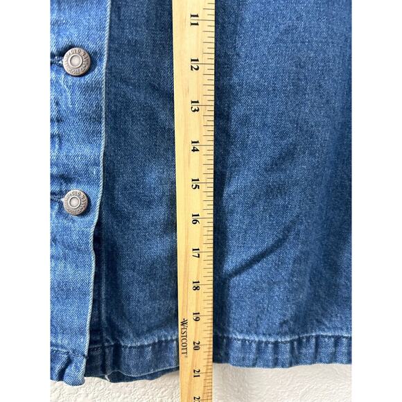 Old Navy Womens Jean Skirt 14 Blue Button Up‎ A Line Cotton Denim Flap Pocket - Picture 5 of 10